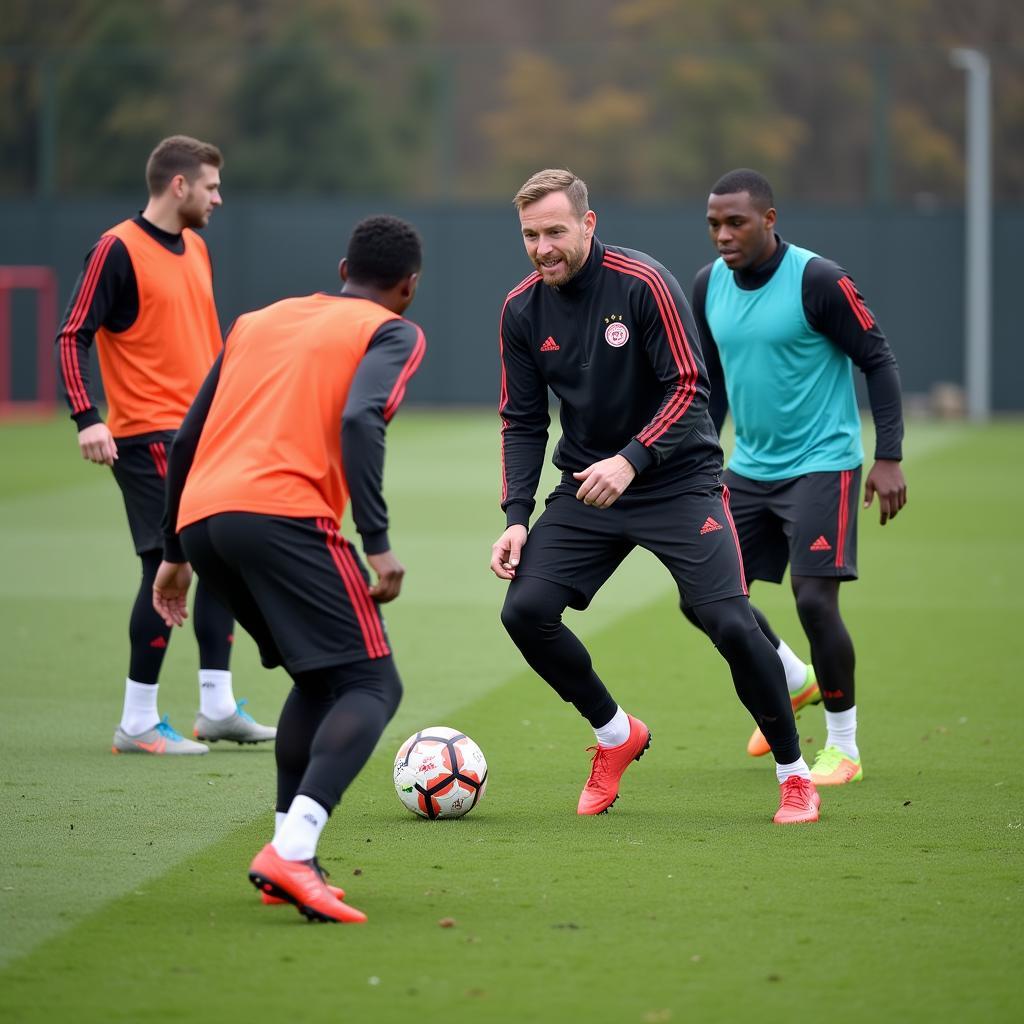 Bayer Leverkusen Co-Trainer beim Training