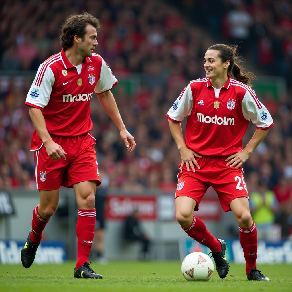 Bayer Leverkusen Spieler im DFB Pokal Finale 2002: Ein Spieler von Bayer Leverkusen im DFB-Pokal Finale 2002.