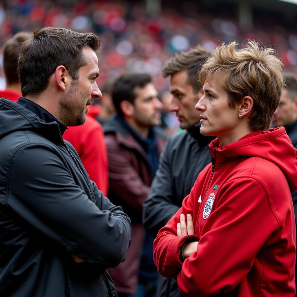 Fans von Bayer Leverkusen diskutieren über Spieler