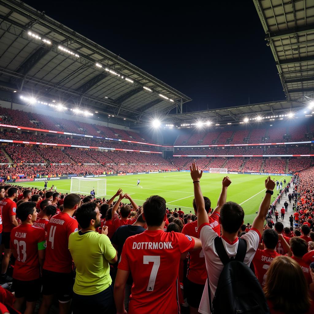 Bayer Leverkusen Dortmund Streaming: Fans im Stadion erleben die Atmosphäre live.