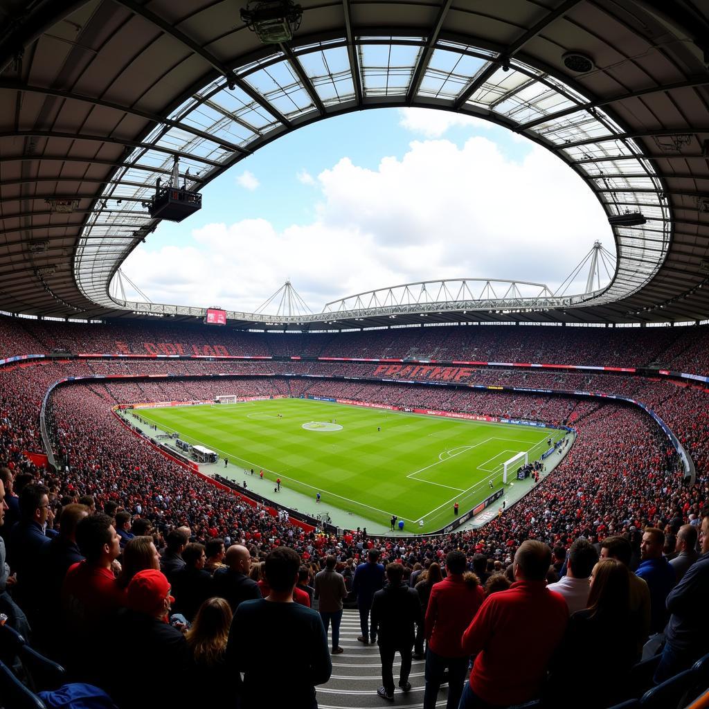 Blick auf das Stadion nach dem Bayer Leverkusen Einlass