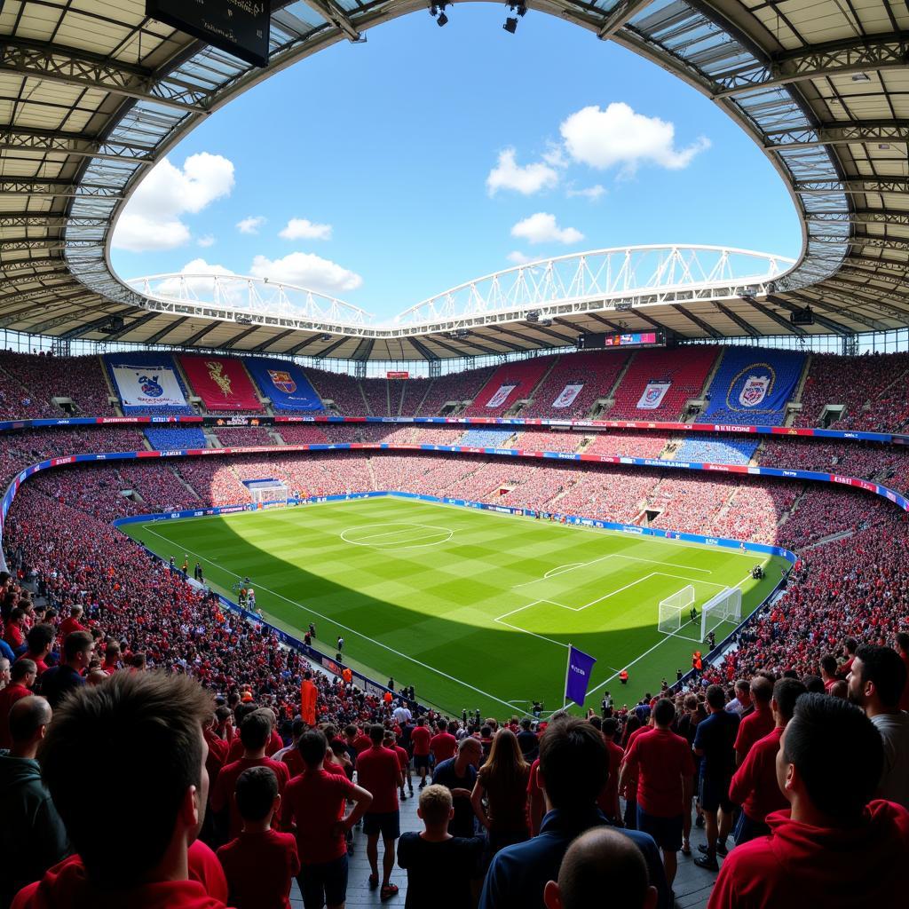 Fans von Bayer Leverkusen und Eintracht Frankfurt im Stadion