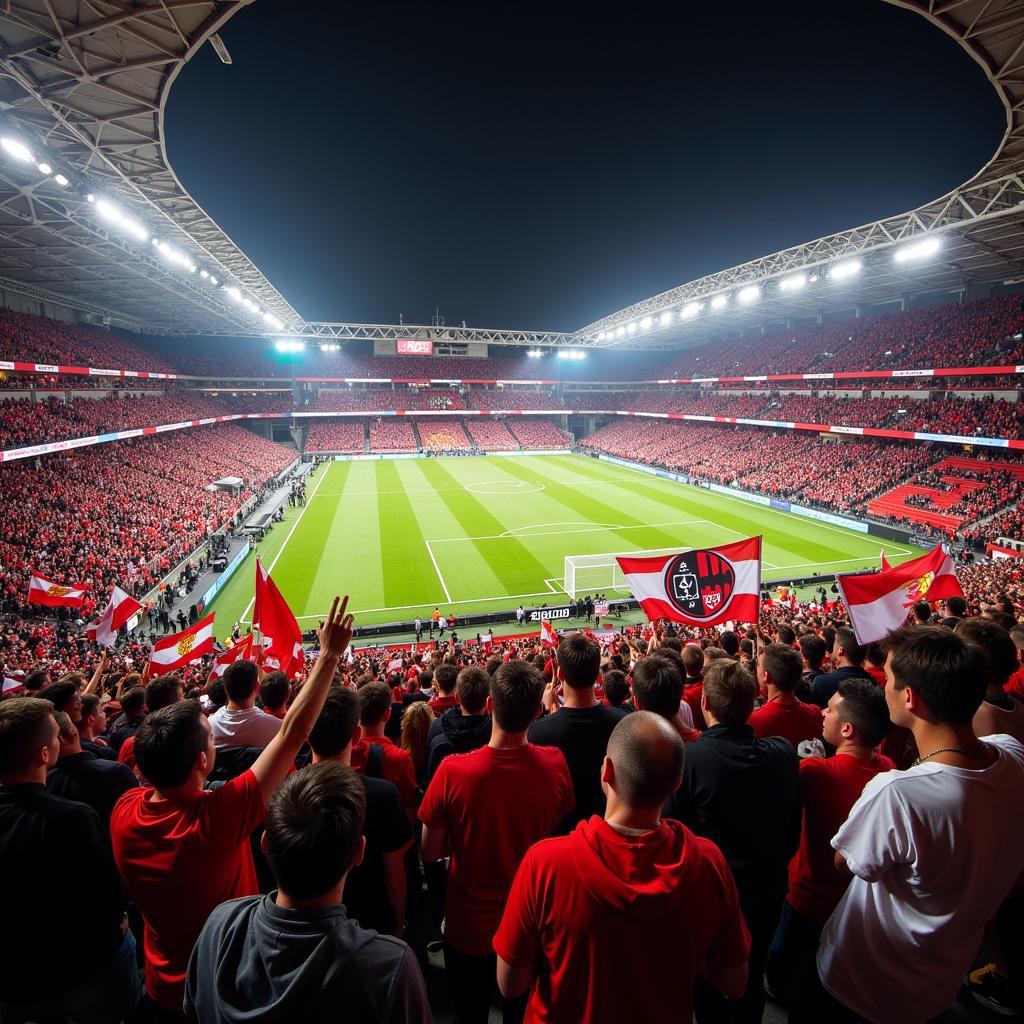 Bayer Leverkusen und Eintracht Frankfurt Fans jubeln im Stadion