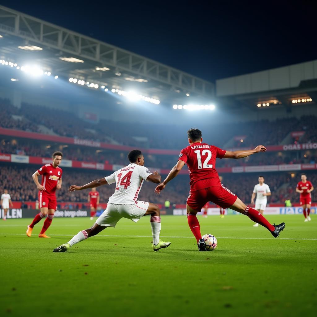 Bayer Leverkusen spielt heute in der Europa League - Live-Action vom Spielfeld