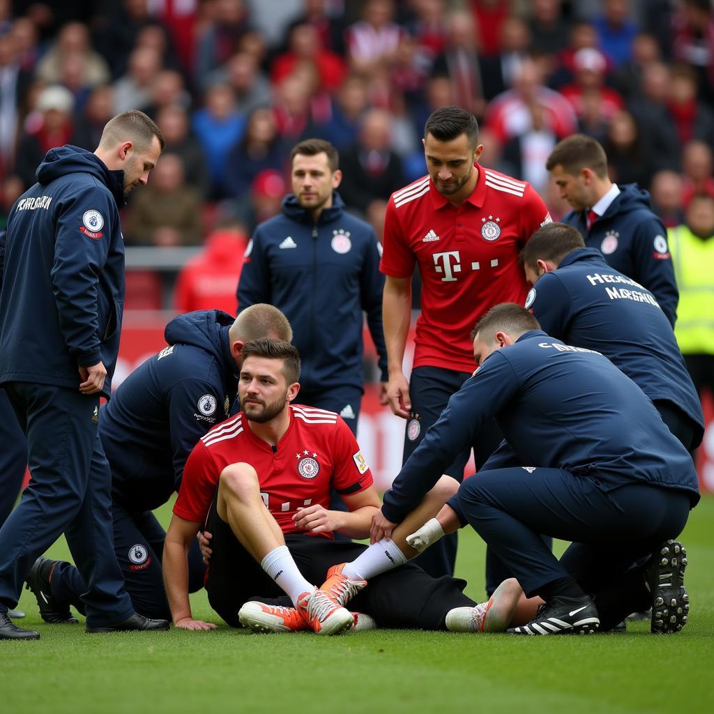 Bayer Leverkusen Fan erhält Erstversorgung nach Unfall