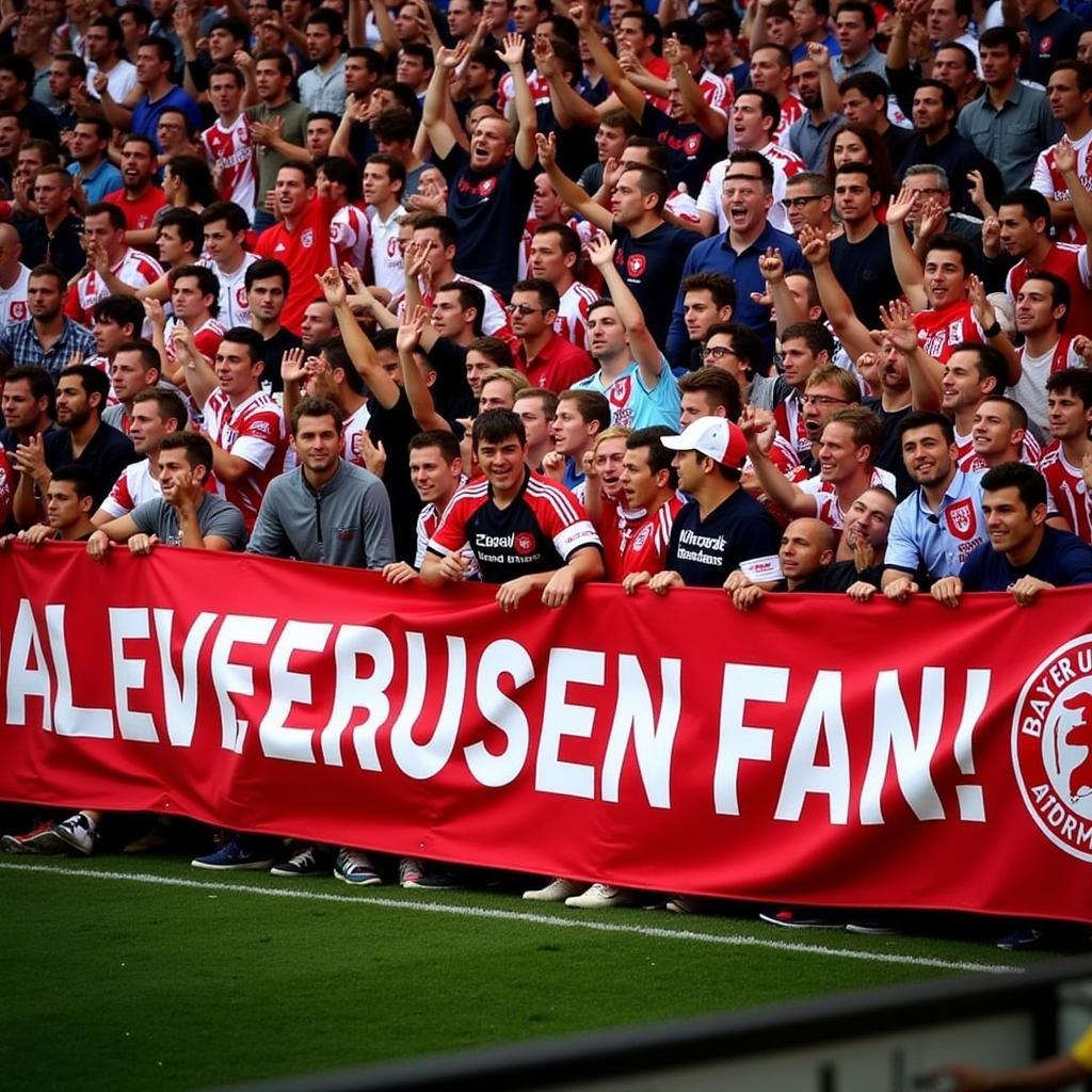 Fans von Bayer Leverkusen feuern ihre Mannschaft in der Saison 2015/16 an