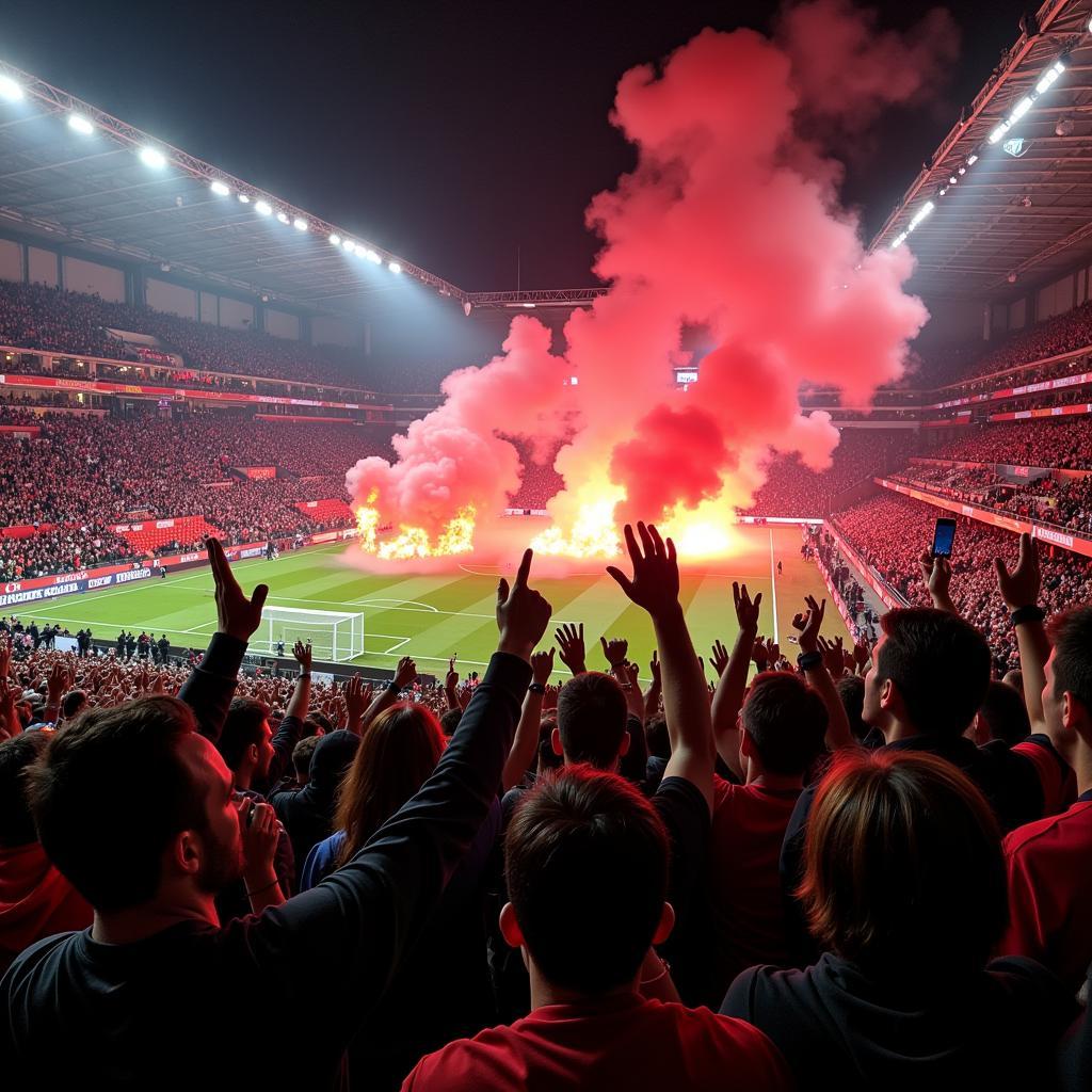 Bayer Leverkusen Fans in der BayArena: Unterstützung für die Werkself.