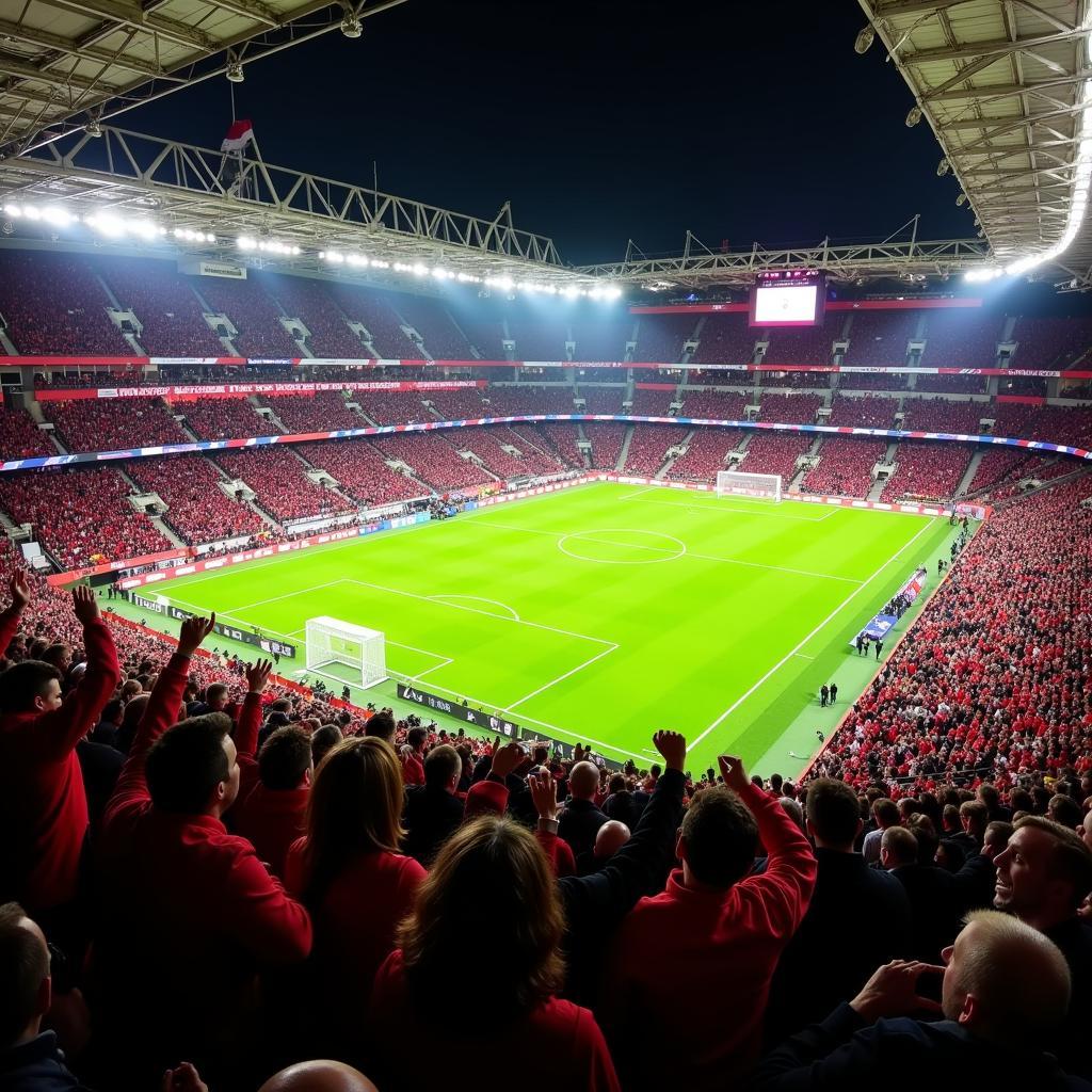 Bayer Leverkusen Fans in der BayArena in der Nähe der Augustastr