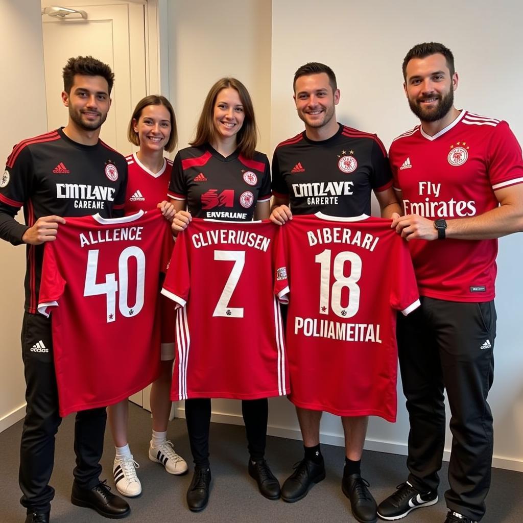 Bayer Leverkusen Fans in Dublin mit Trikots