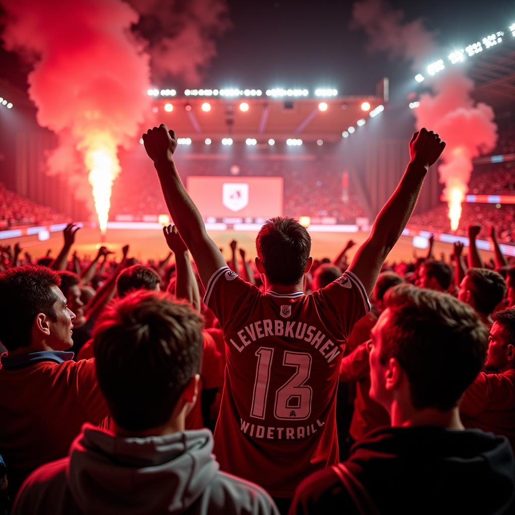 Bayer Leverkusen Fans feiern den Rekord