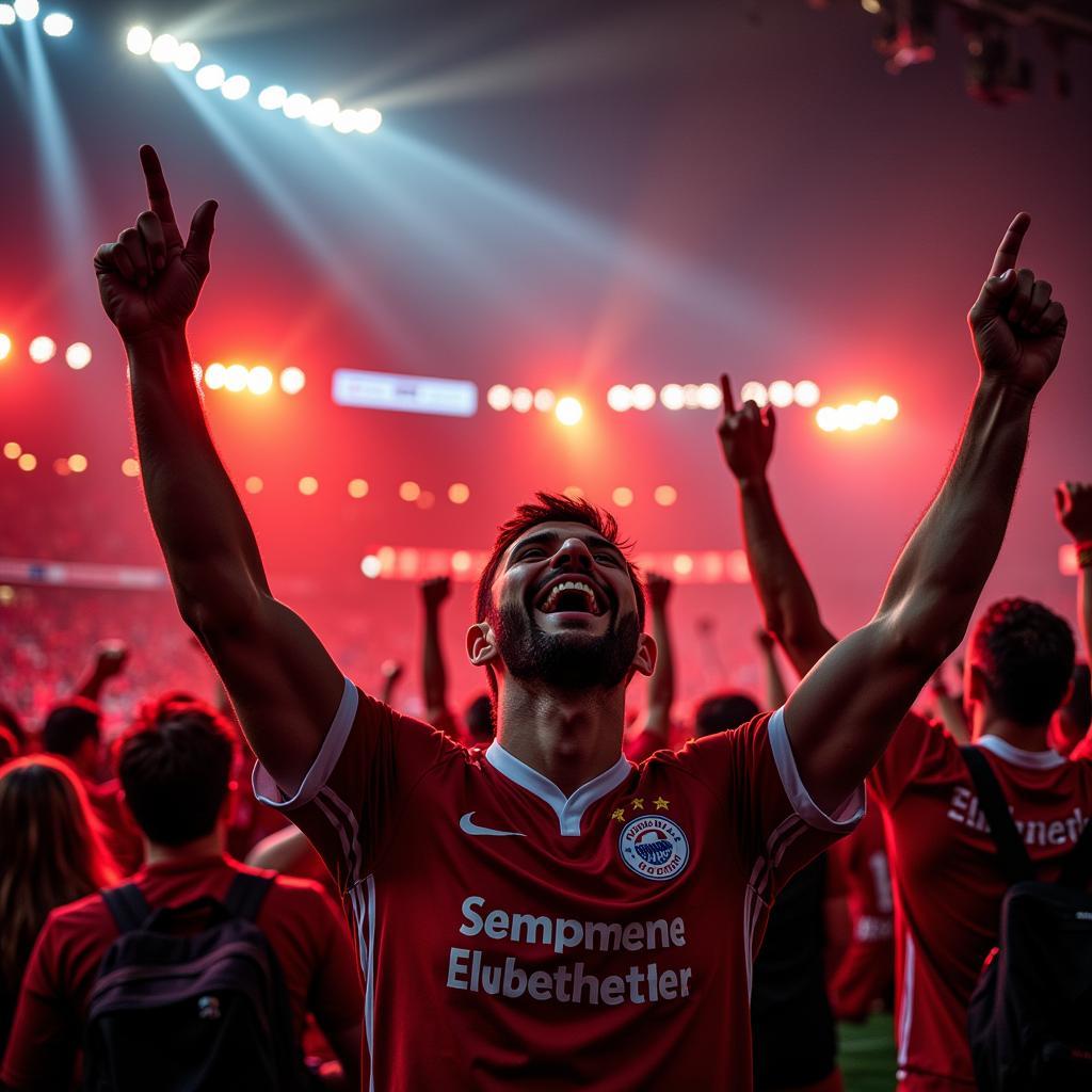 Bayer Leverkusen Fans feiern einen Sieg