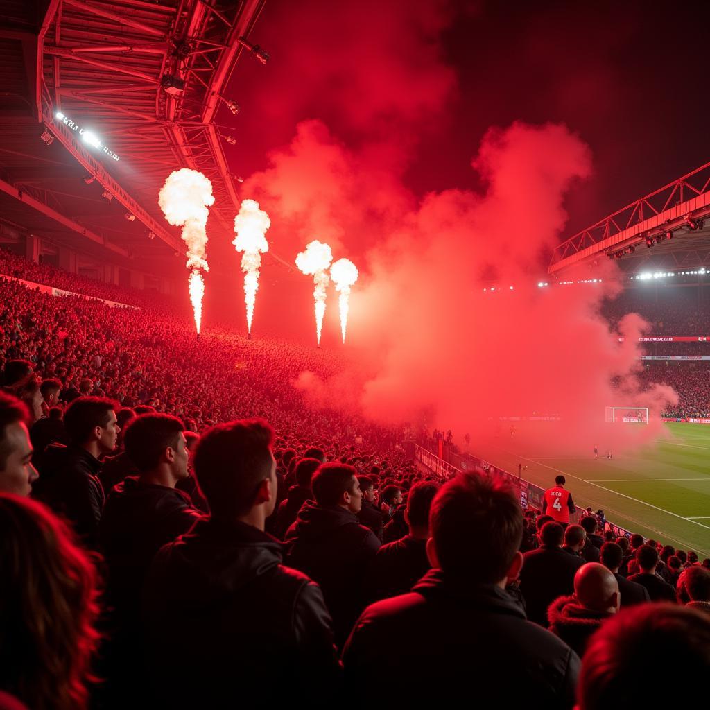 Bayer Leverkusen Fans im Stadion gegen Eintracht Frankfurt