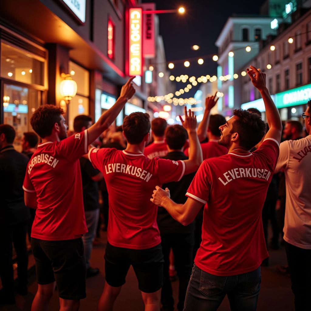 Bayer Leverkusen Fans feiern in Dublin