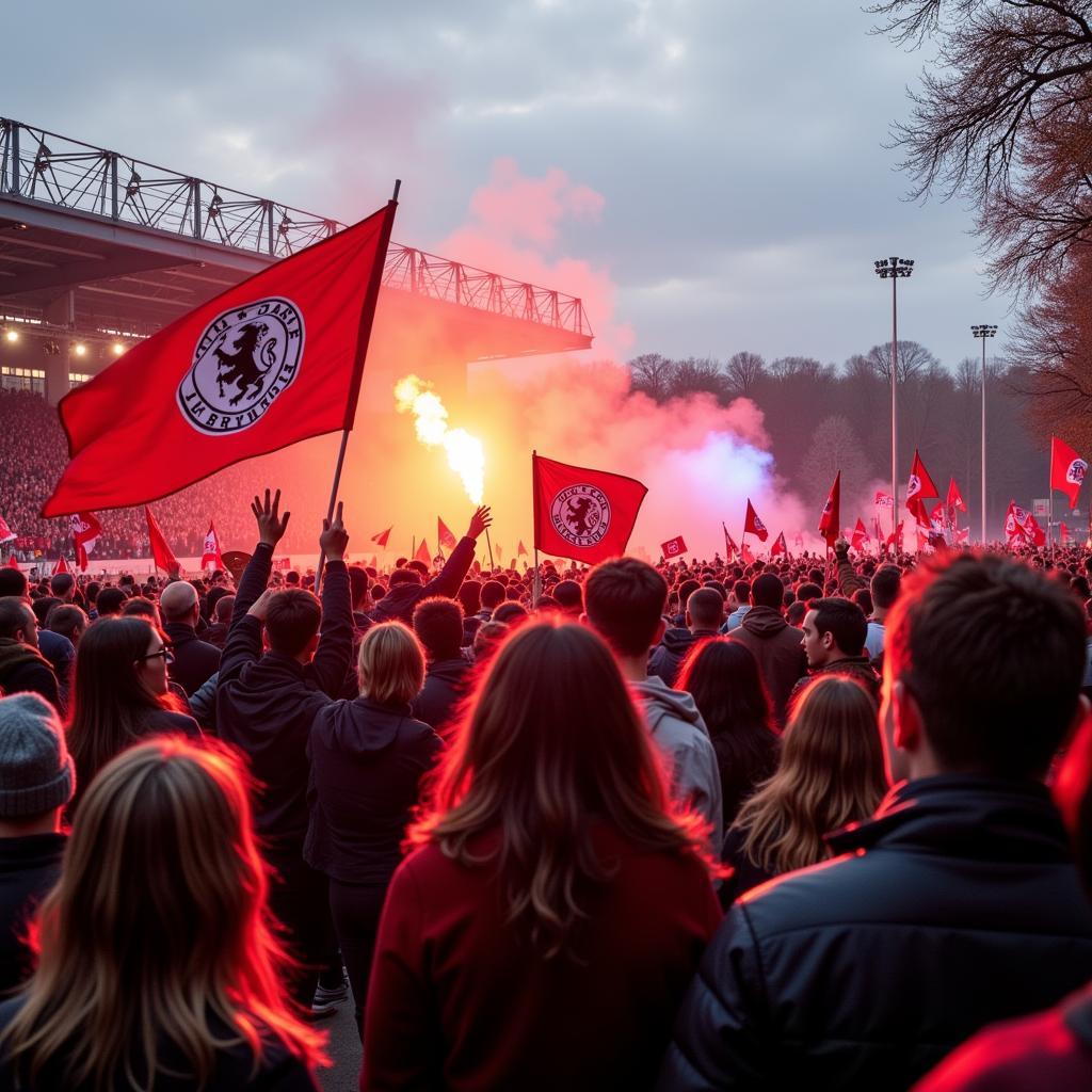 Bayer Leverkusen Fans im Kreuzbruch