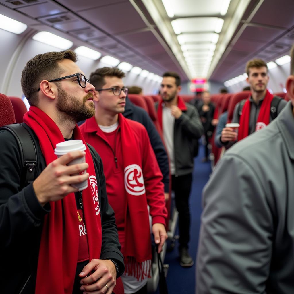 Bayer Leverkusen Fans reisen nach Moskau, um ihre Mannschaft zu unterstützen.