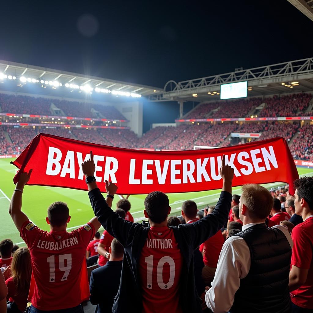 Fans von Bayer Leverkusen im Stadion