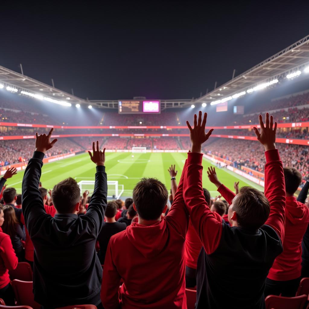 Bayer Leverkusen Fans im Stadion beim Live-Spiel