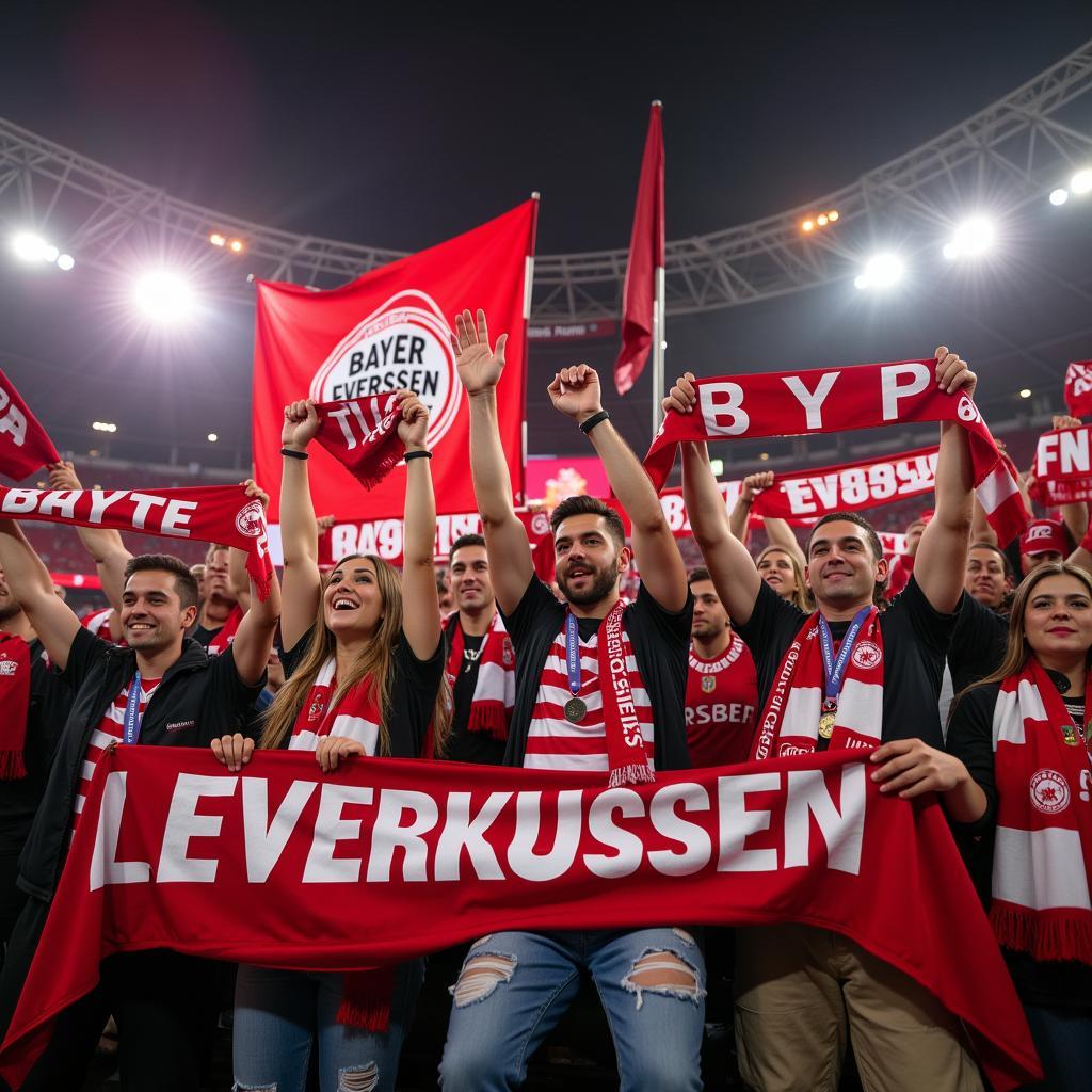 Die Fans von Bayer Leverkusen unterstützen ihre Mannschaft lautstark in der BayArena.