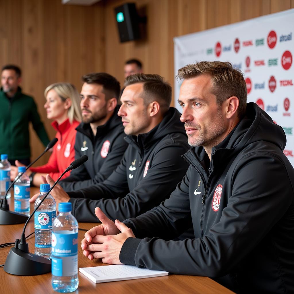 Bayer Leverkusen und Ferencvaros Pressekonferenz