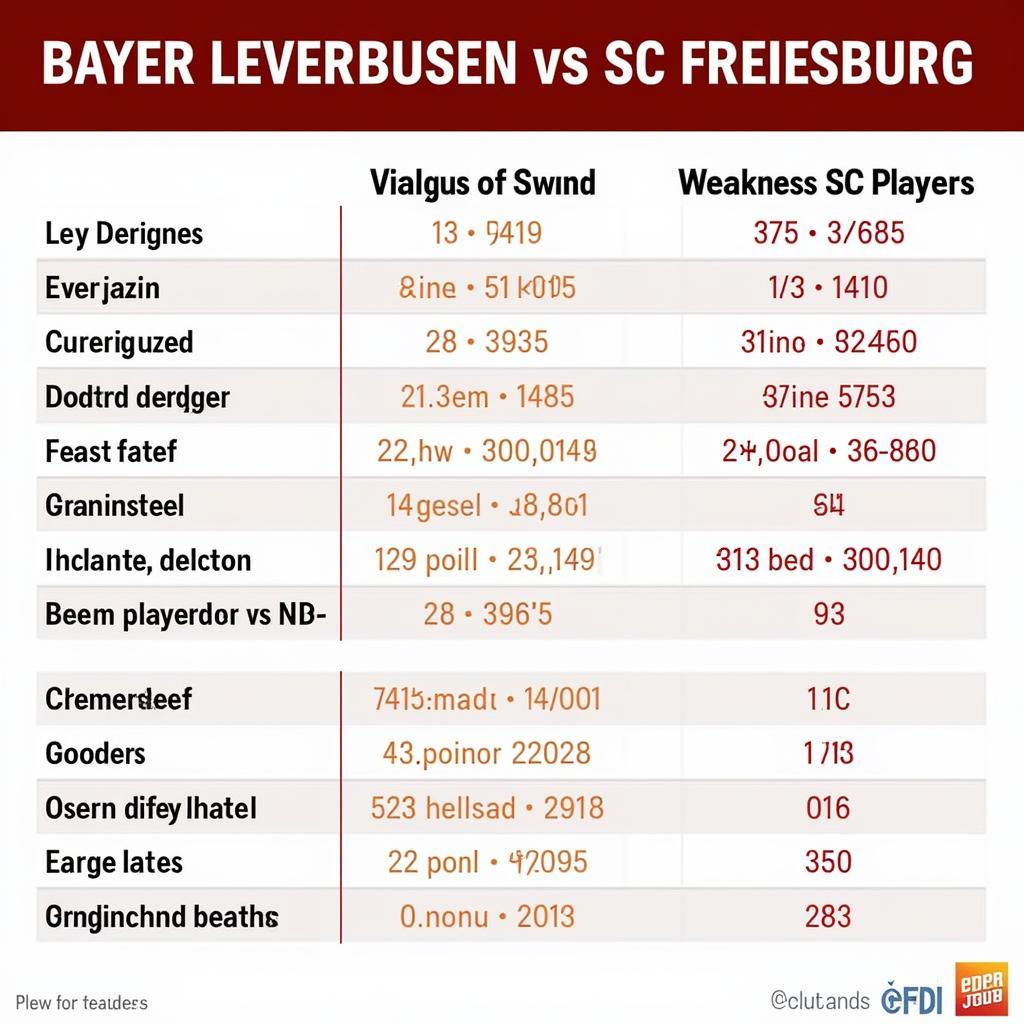 Spielervergleich Bayer Leverkusen gegen SC Freiburg