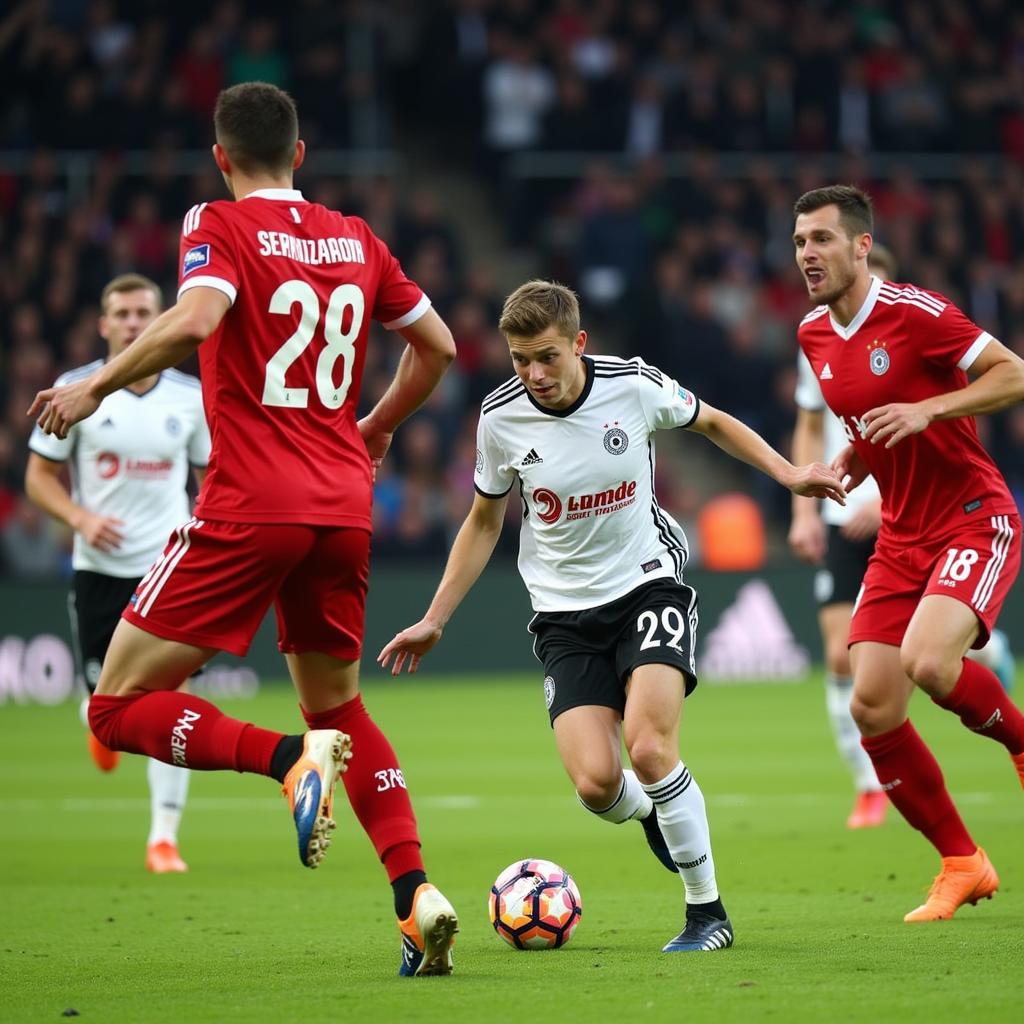 Spielszene aus der ersten Halbzeit: Bayer Leverkusen vs. Fortuna Düsseldorf