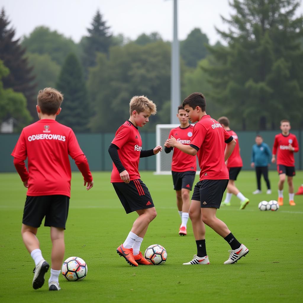 Bayer Leverkusen Jugendspieler beim Training