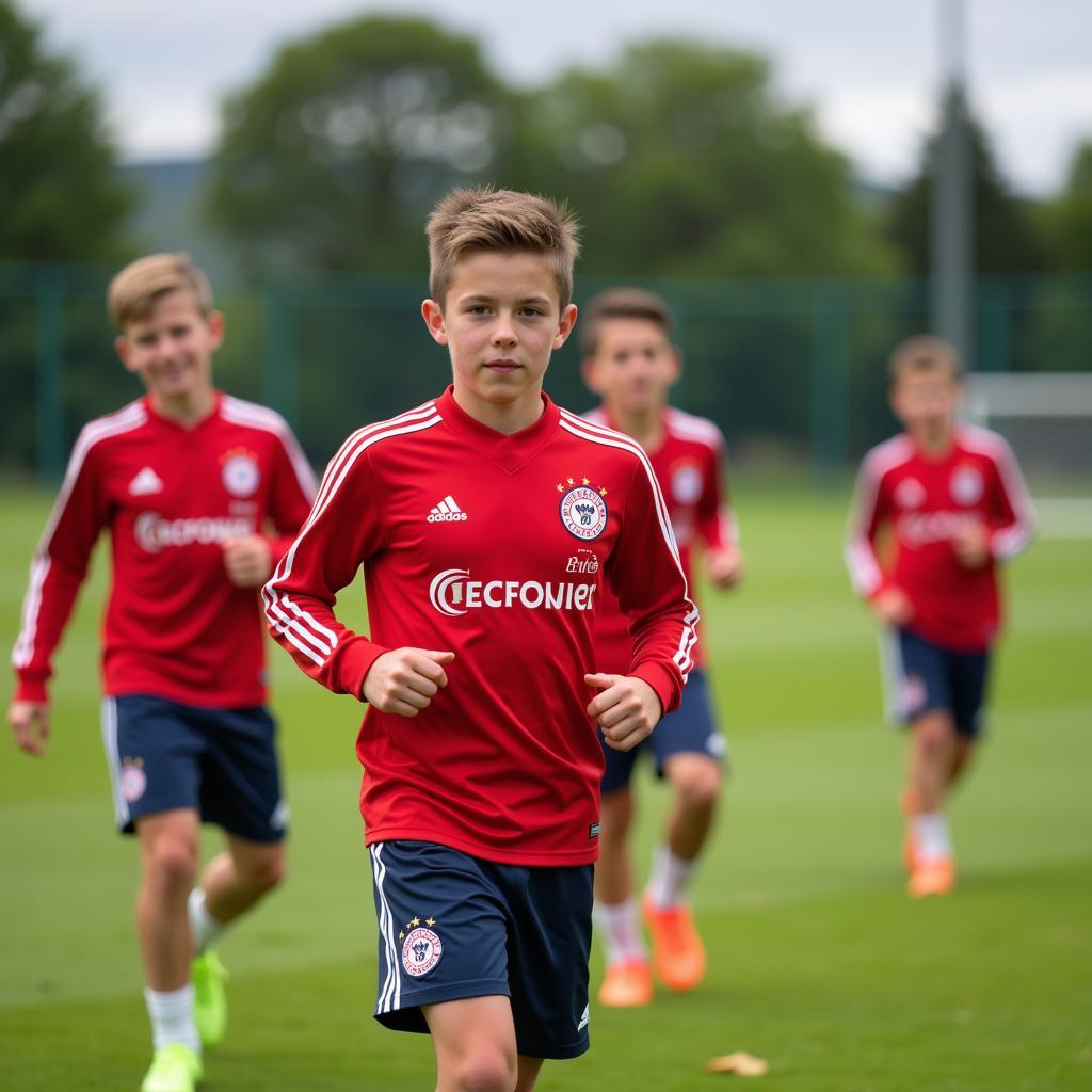 Bayer Leverkusen Jugendspieler beim Training