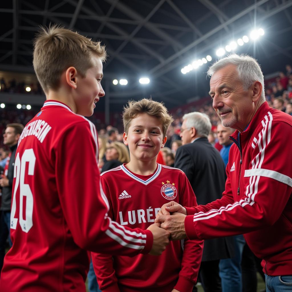 Bayer Leverkusen Kinder mit Fans in der BayArena