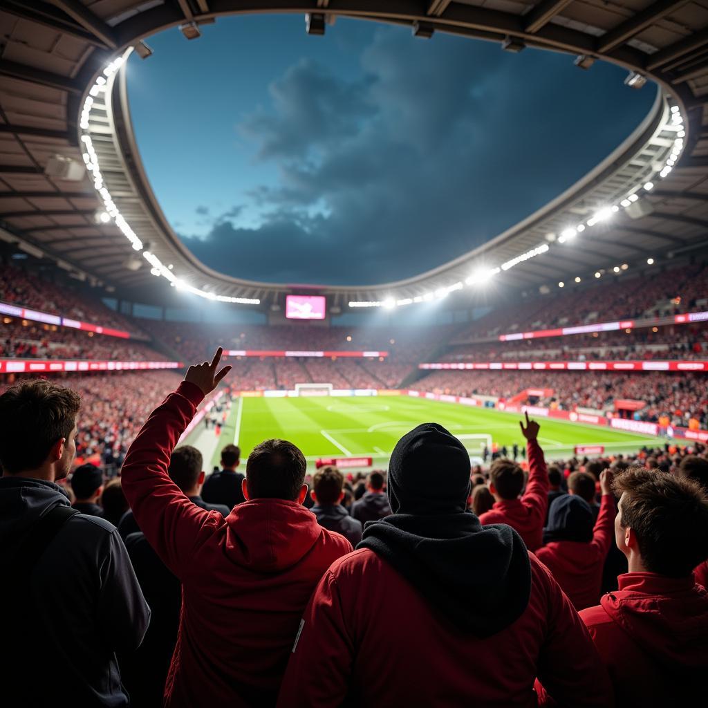 Fans im Stadion beim Spiel Bayer Leverkusen gegen Mainz 05