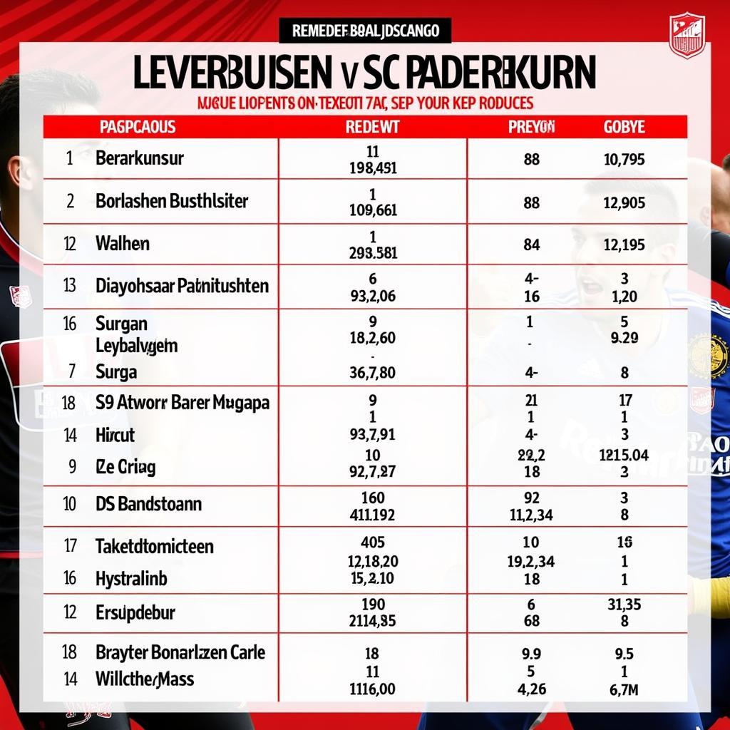 Vergleich der Mannschaften Bayer Leverkusen und SC Paderborn