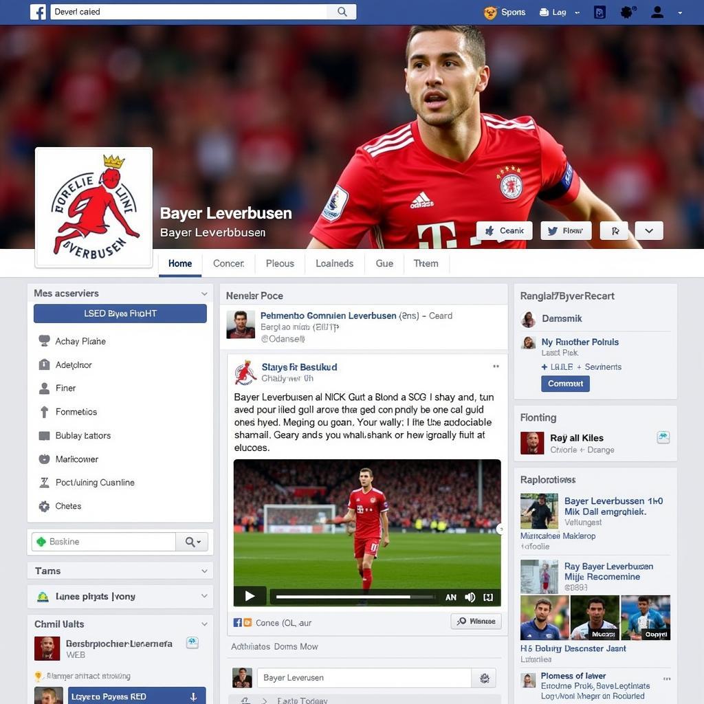 Bayer Leverkusen Spieler interagieren mit Fans auf Facebook.