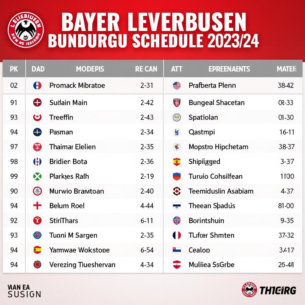 Bayer Leverkusen Bundesliga Spielplan 2023/24: Übersicht aller Spiele, Termine und Gegner.