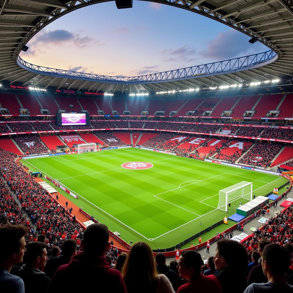 Die BayArena, das Heimstadion von Bayer 04 Leverkusen