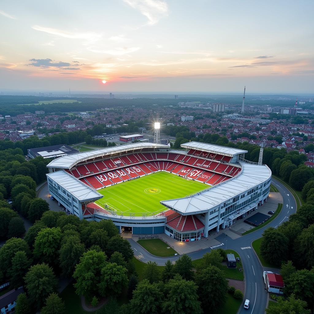 Bayer Leverkusen Stadion in Wiesdorf - Ein Blick auf die Umgebung