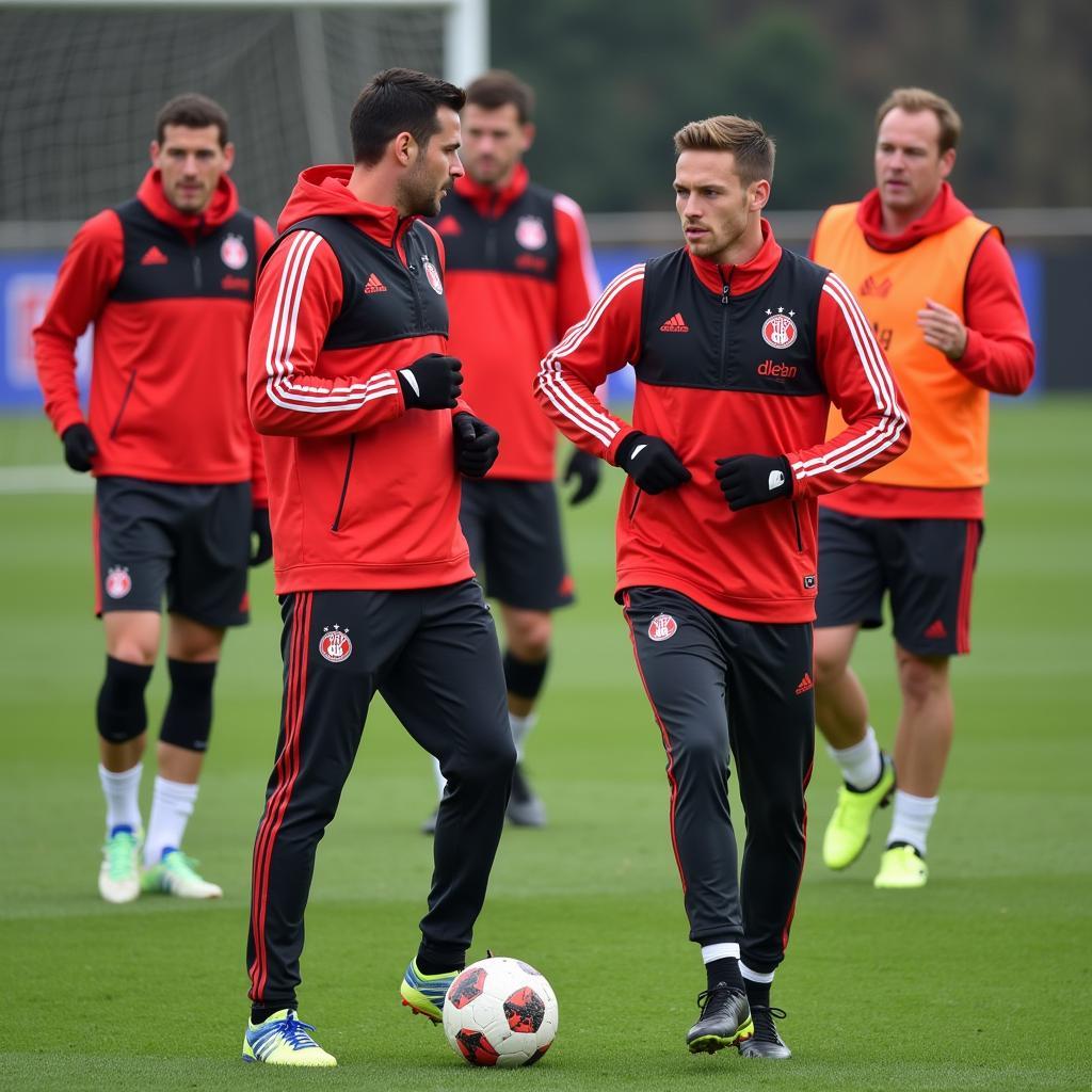 Bayer Leverkusen Spieler beim Training