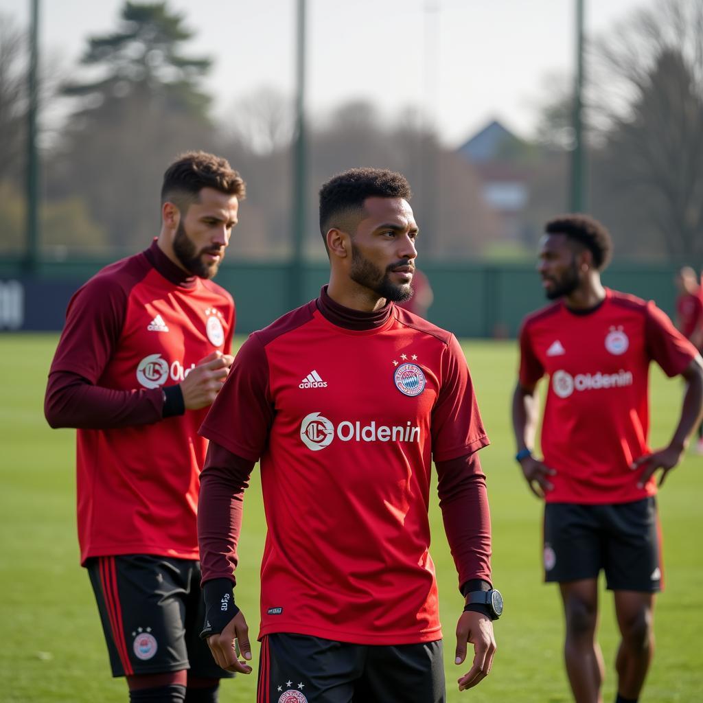 Bayer Leverkusen Training: Spieler trainieren auf dem Platz.