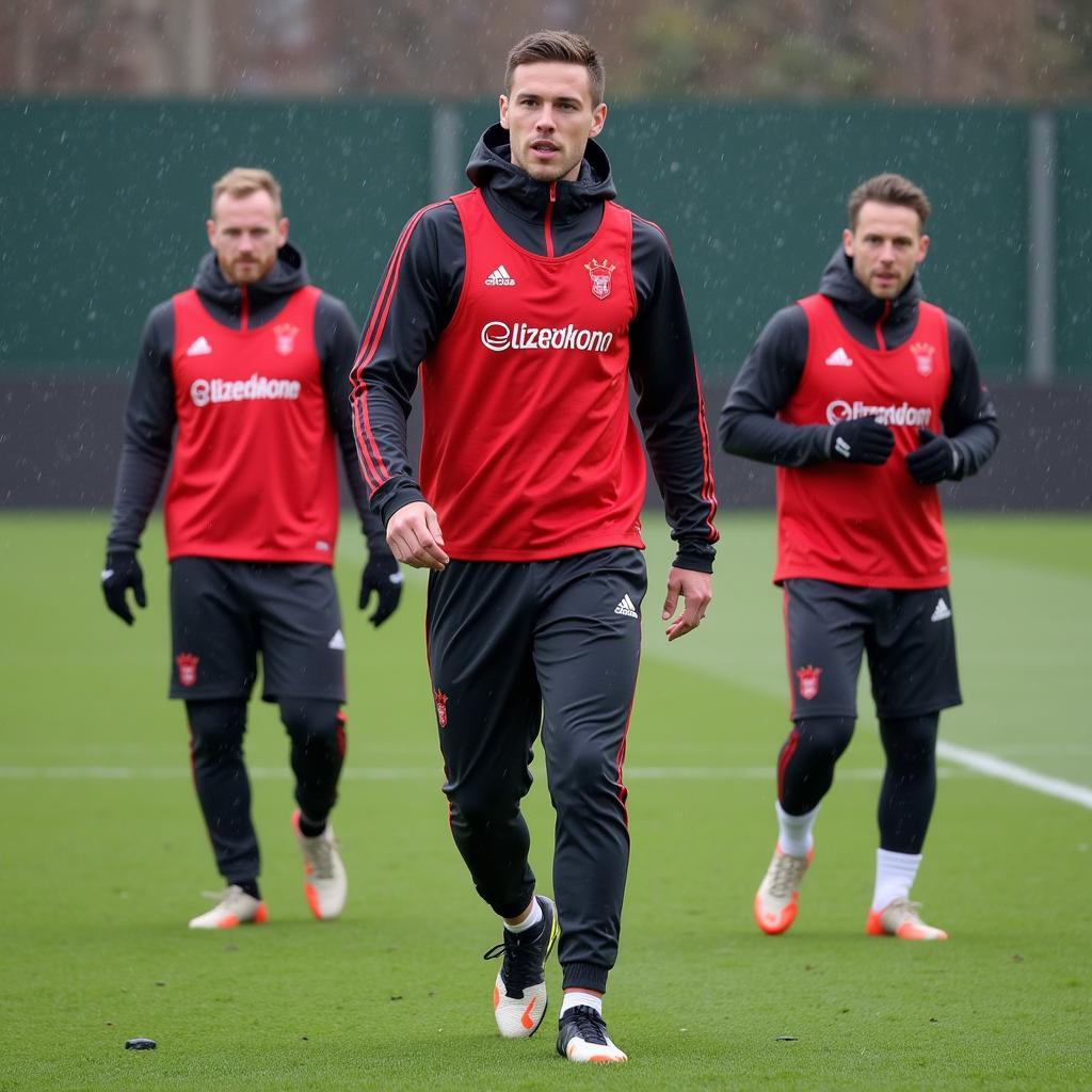 Bayer Leverkusen Training im Regen