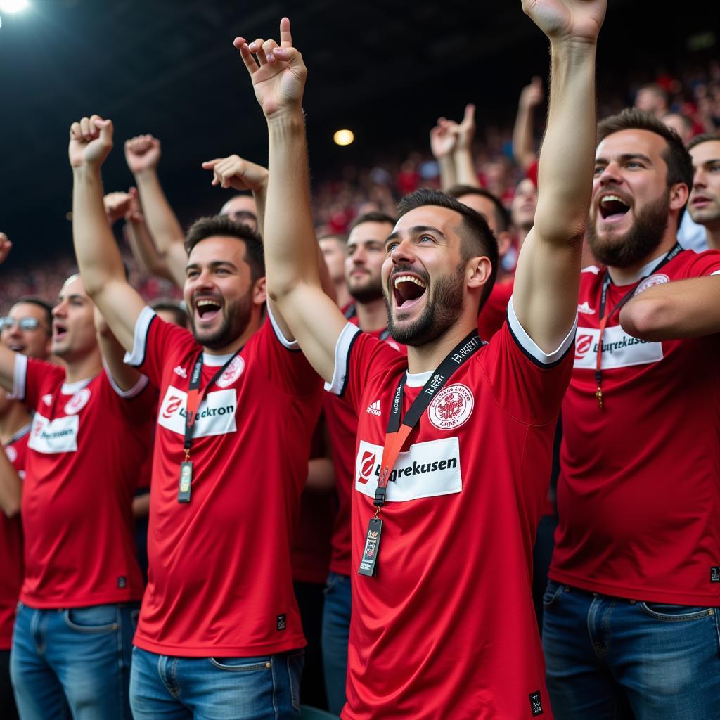 Fans in den neuen Trikots im Stadion.