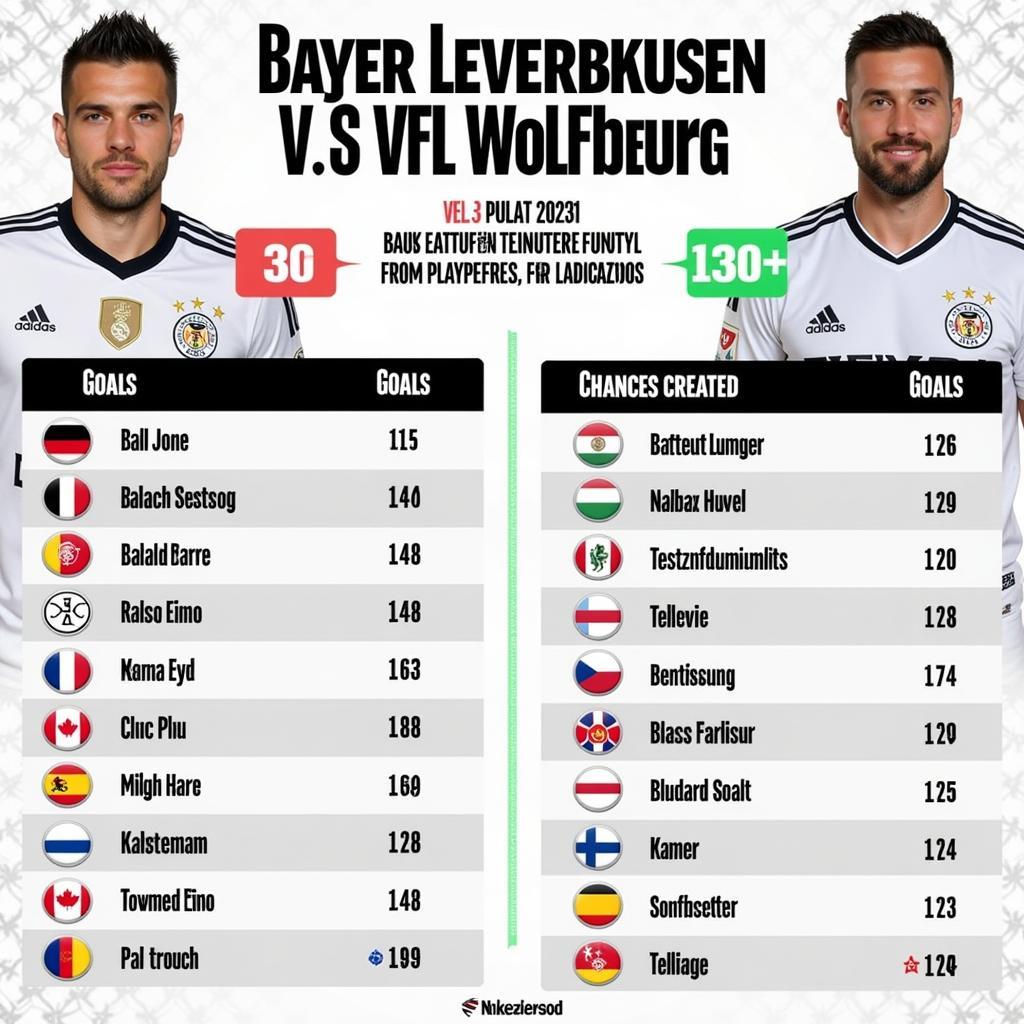 Offensive Statistiken von Bayer Leverkusen und VfL Wolfsburg