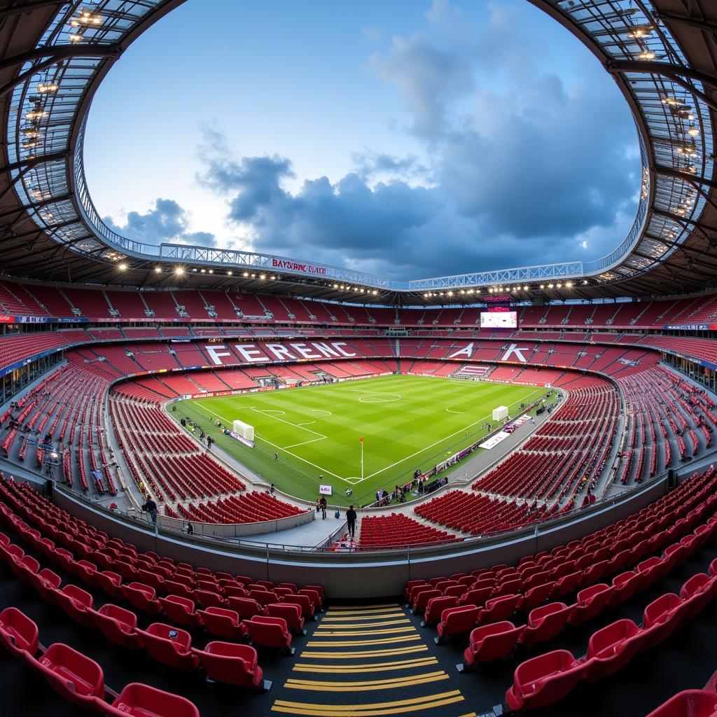 Blick auf die BayArena, das Stadion von Bayer Leverkusen