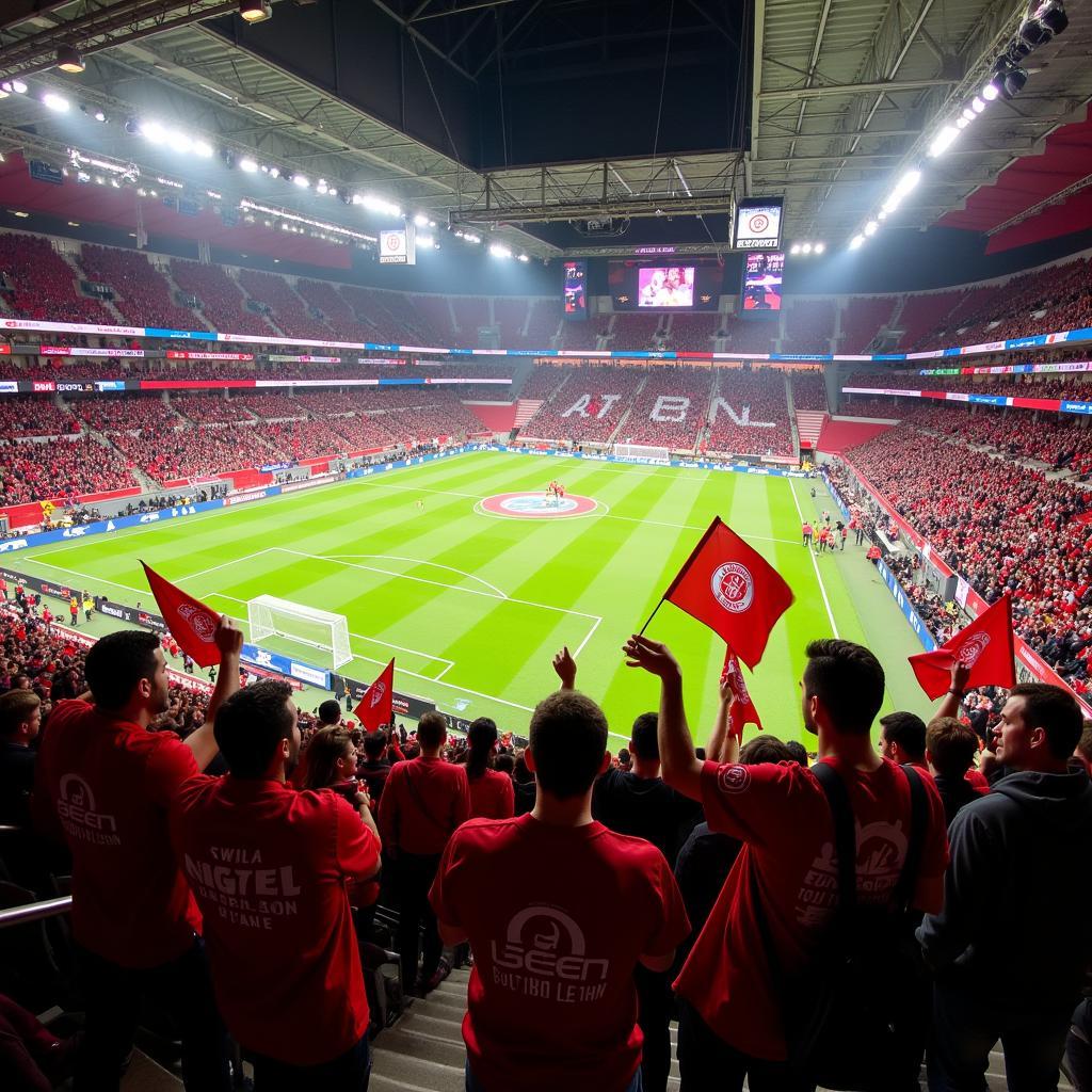 Fans von Bayern Leverkusen in der BayArena