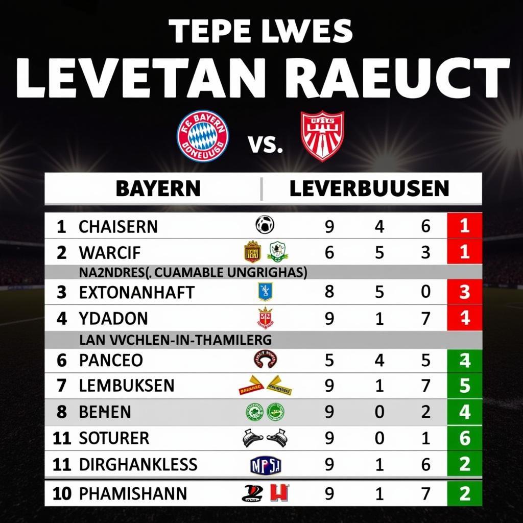 Tabellenplatzierung Bayern Leverkusen