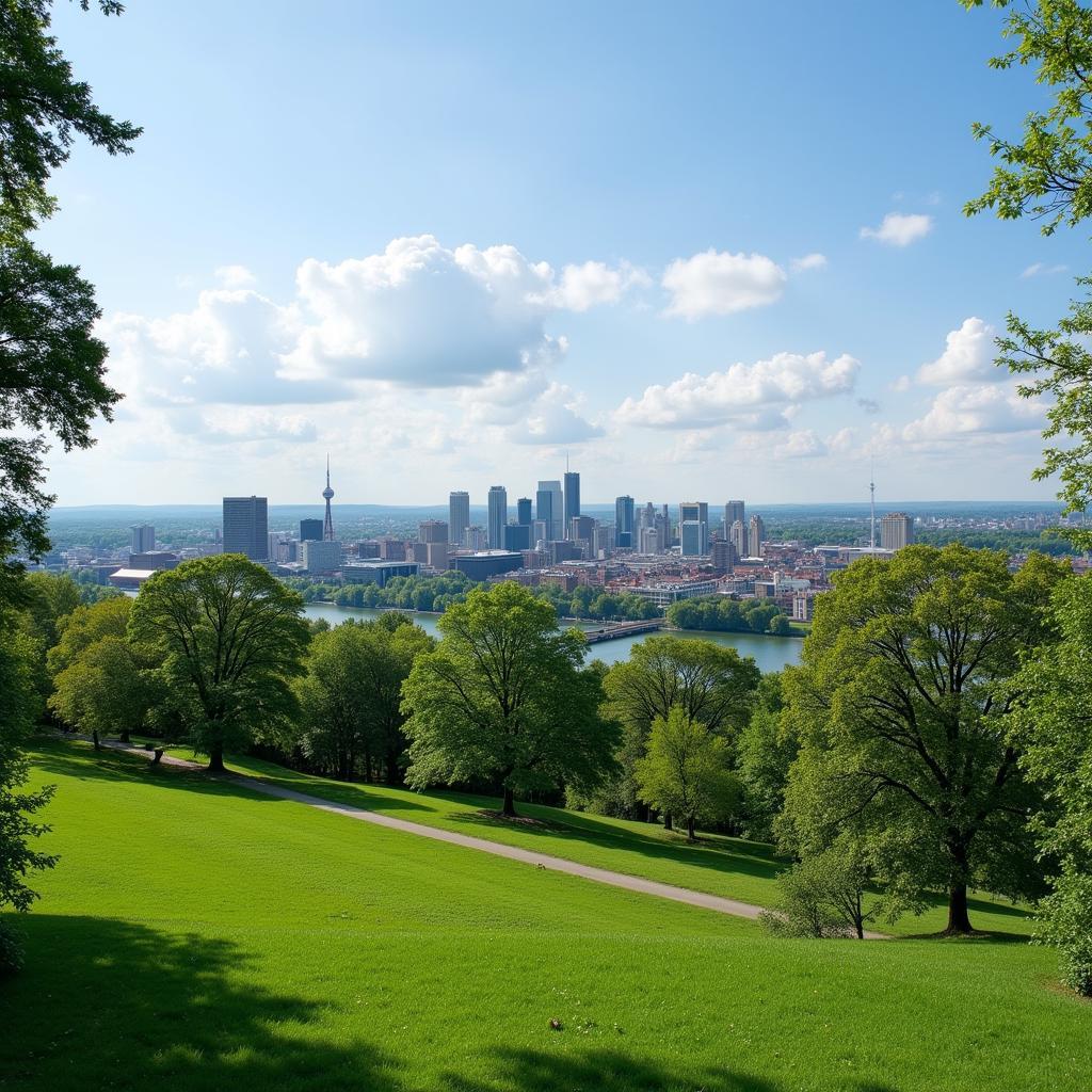 Blick vom Neuland-Park auf Leverkusen