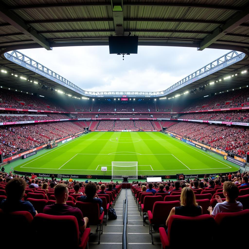 Block F1 BayArena: Ein Blick auf Sitzplatz 50