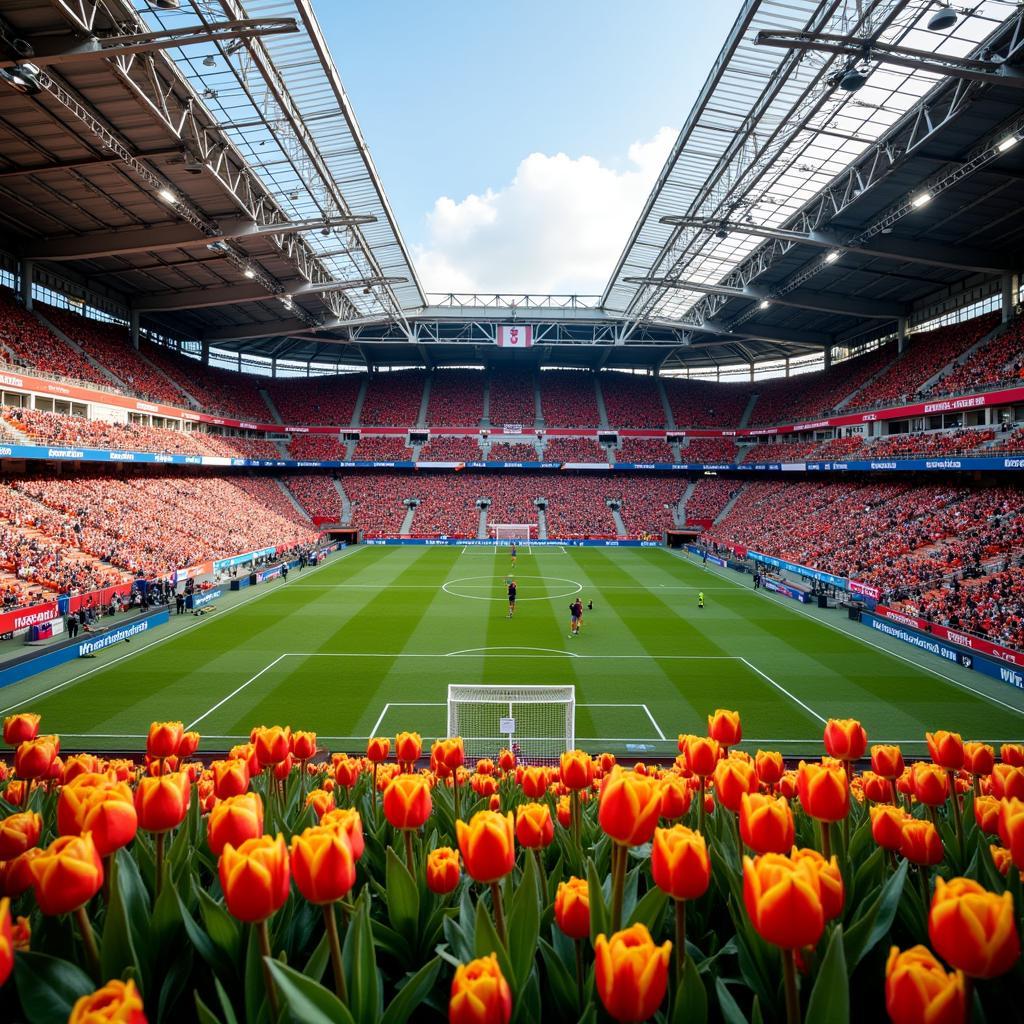 Blumenarrangements im Inneren der BayArena