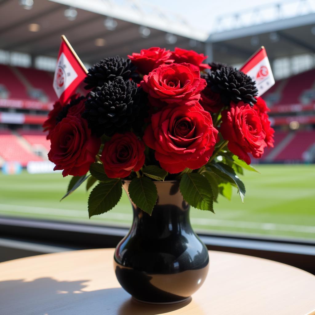 Blumenstrauß für Fußballfans in Leverkusen