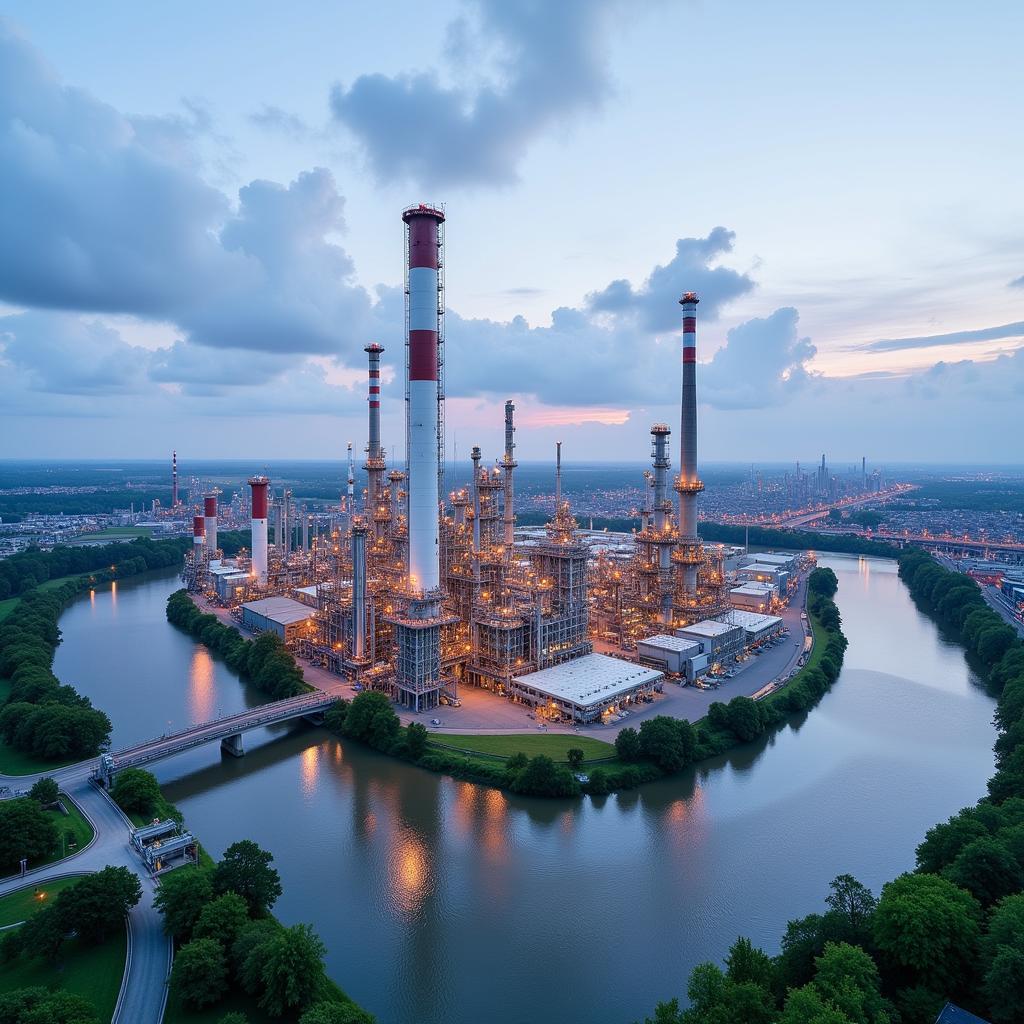 Eine Ansicht der chemischen Industrie in Leverkusen mit Fokus auf Innovation und Nachhaltigkeit.