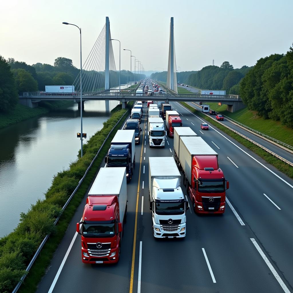 Brücke Leverkusen gesperrt: LKW Stau