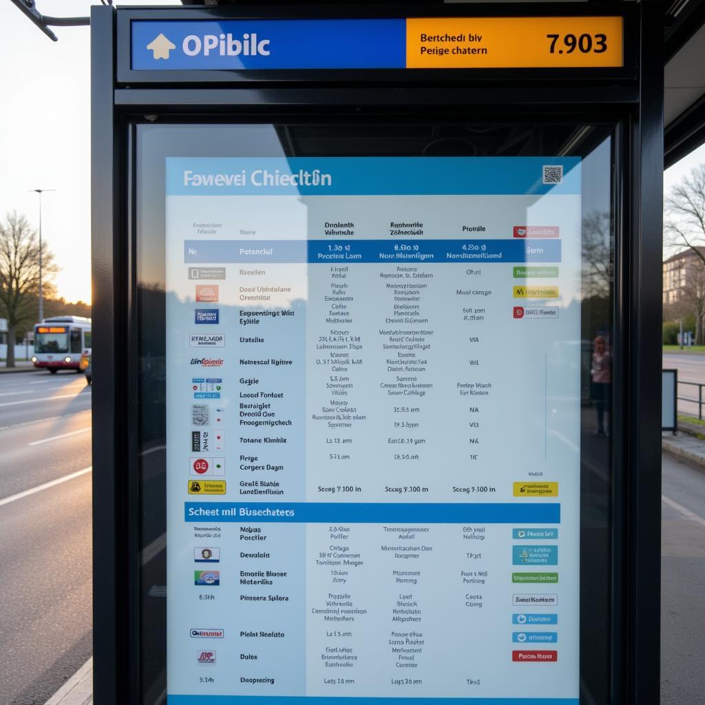 Busfahrplan an einer Haltestelle in Leverkusen