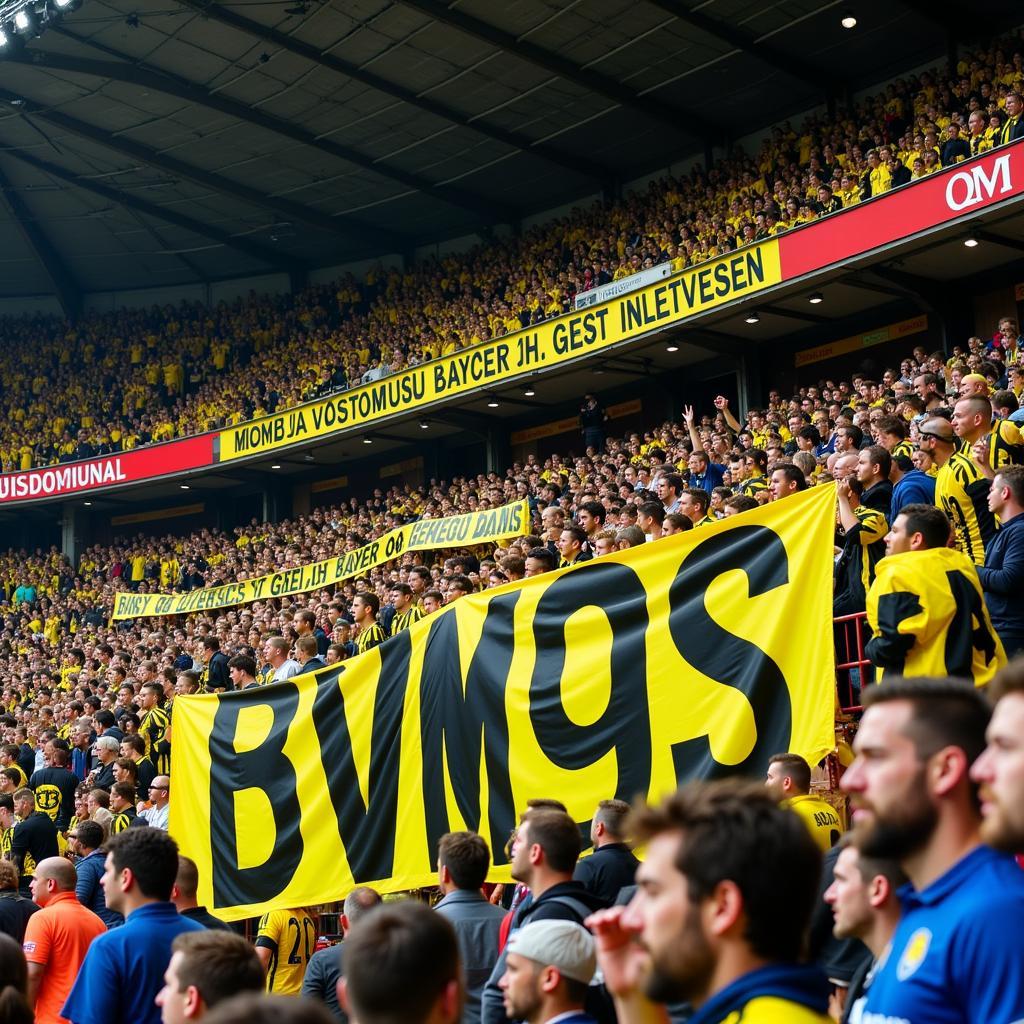 BVB und Bayer 04 Leverkusen Fans im Stadion